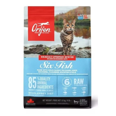 ORIJEN Six Fish – hrană uscată fără cereale pentru pisici, cu pește, 1,8 kg